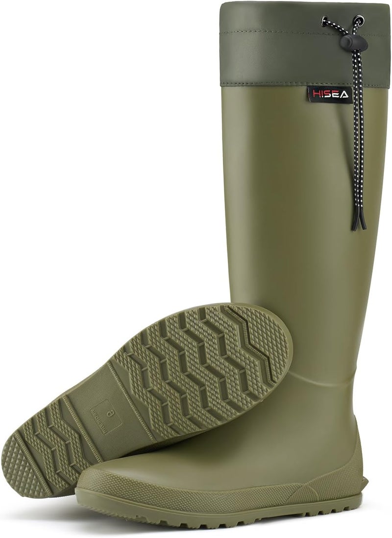 Hisea Womens Rubber Rain Boots Waterproof Packable Tall Garden Boots Lightweight Mud Boots - Image 1